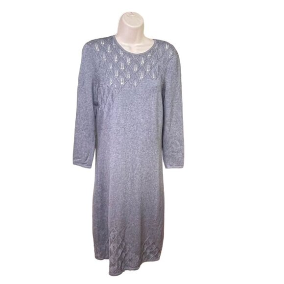 J McLaughlin Knit Crochet Knee Length Sweater Dress Size Small u Pointelle Patte - Picture 1 of 9
